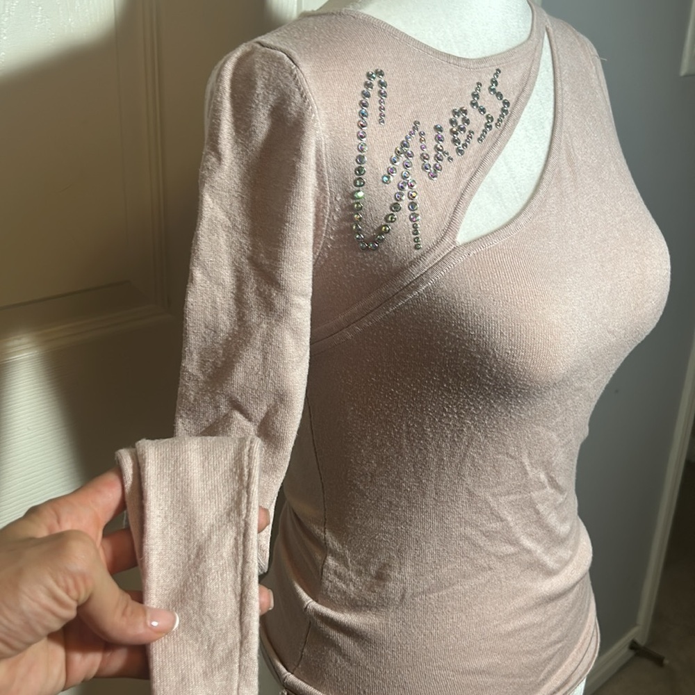 Guess Rhinestone Script Logo Sweater - Picture 5 of 6